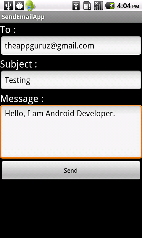 android send email using inbuilt app tutorial