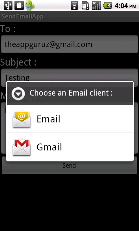 android send email using inbuilt app demo