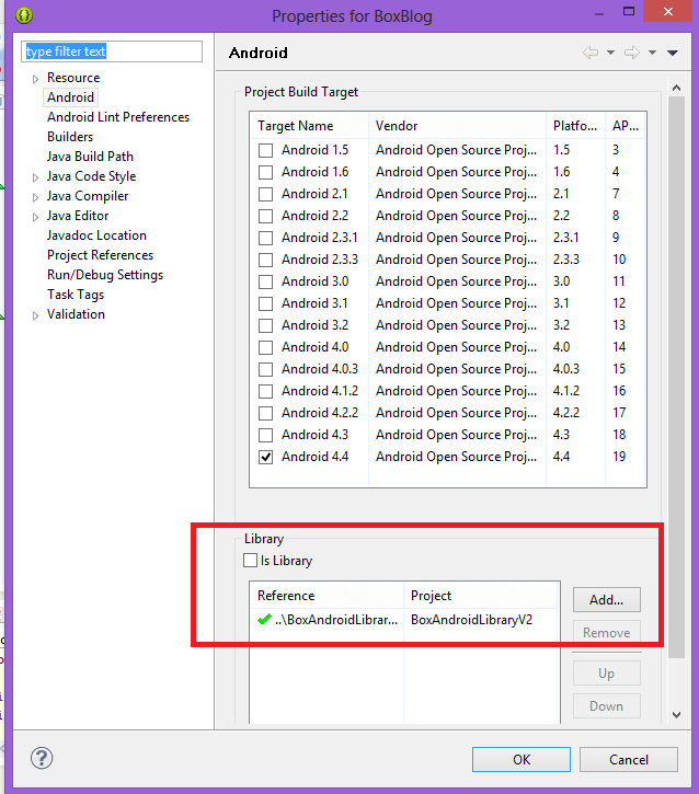 Properties for box