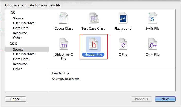 choose header file 