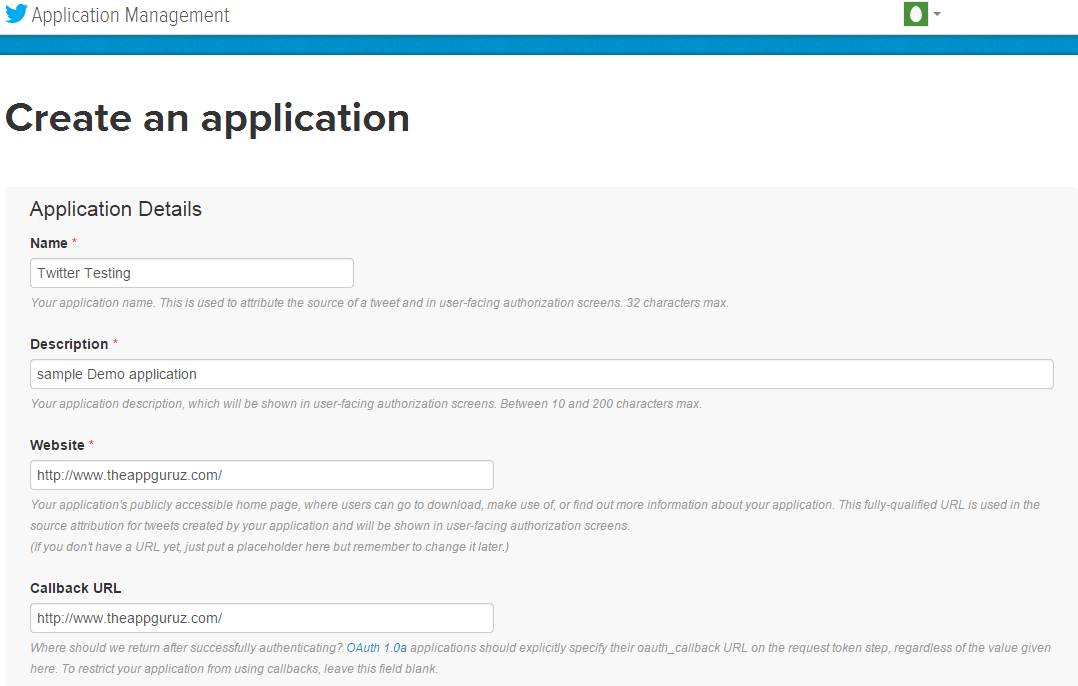 create an application