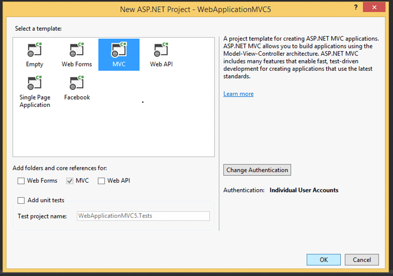 template as mvc