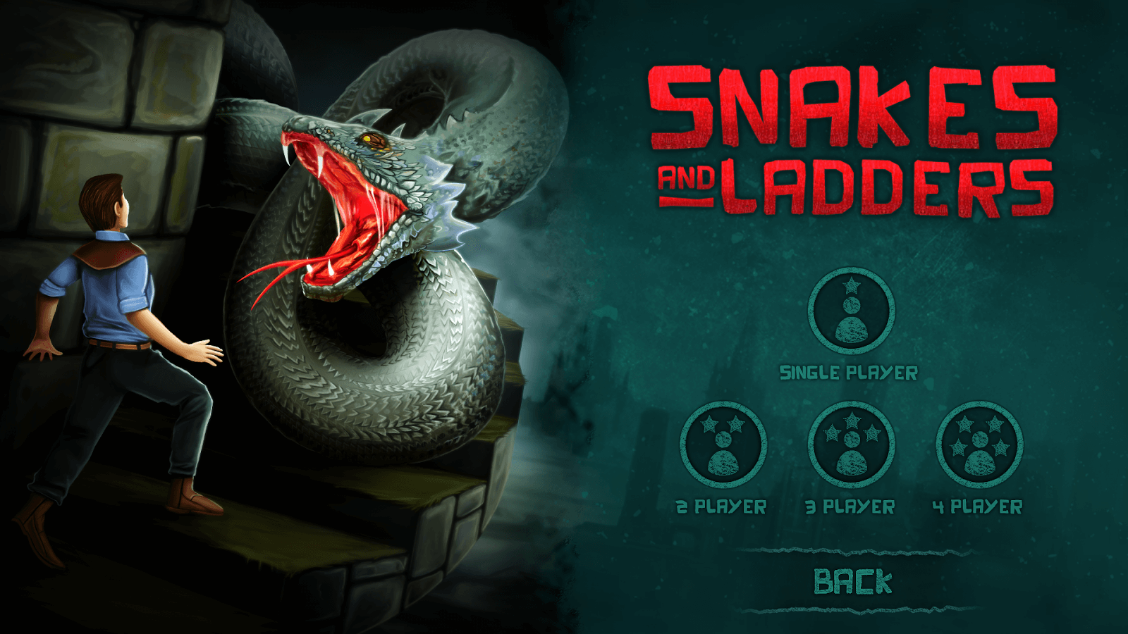 Snakes and Ladders 3D mobile game home screen