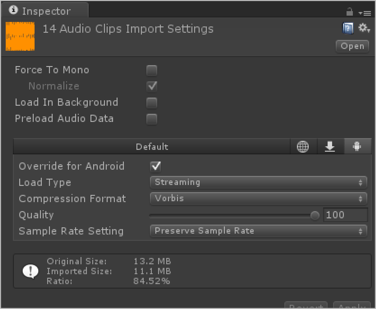 Audio Clip Settings