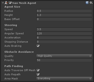 NavMesh agent component