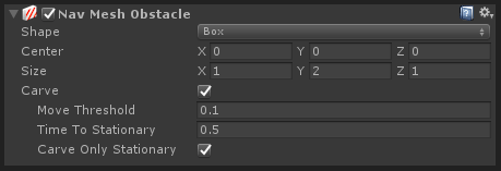 NavMesh obstacle component