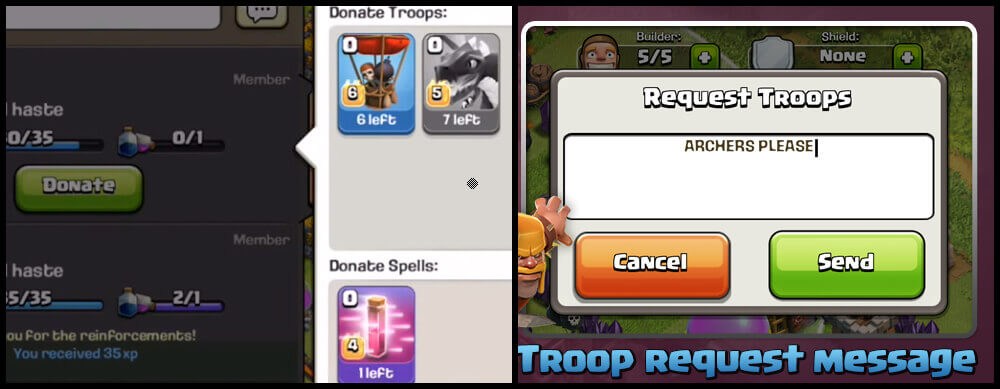 donate share troops in clash of clans