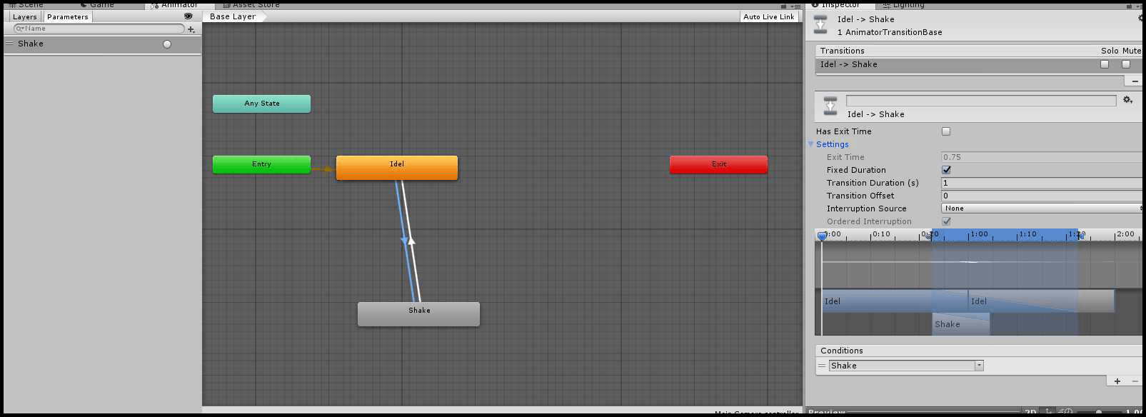 Second transition in shakeing camera Second transition in shakeing camera