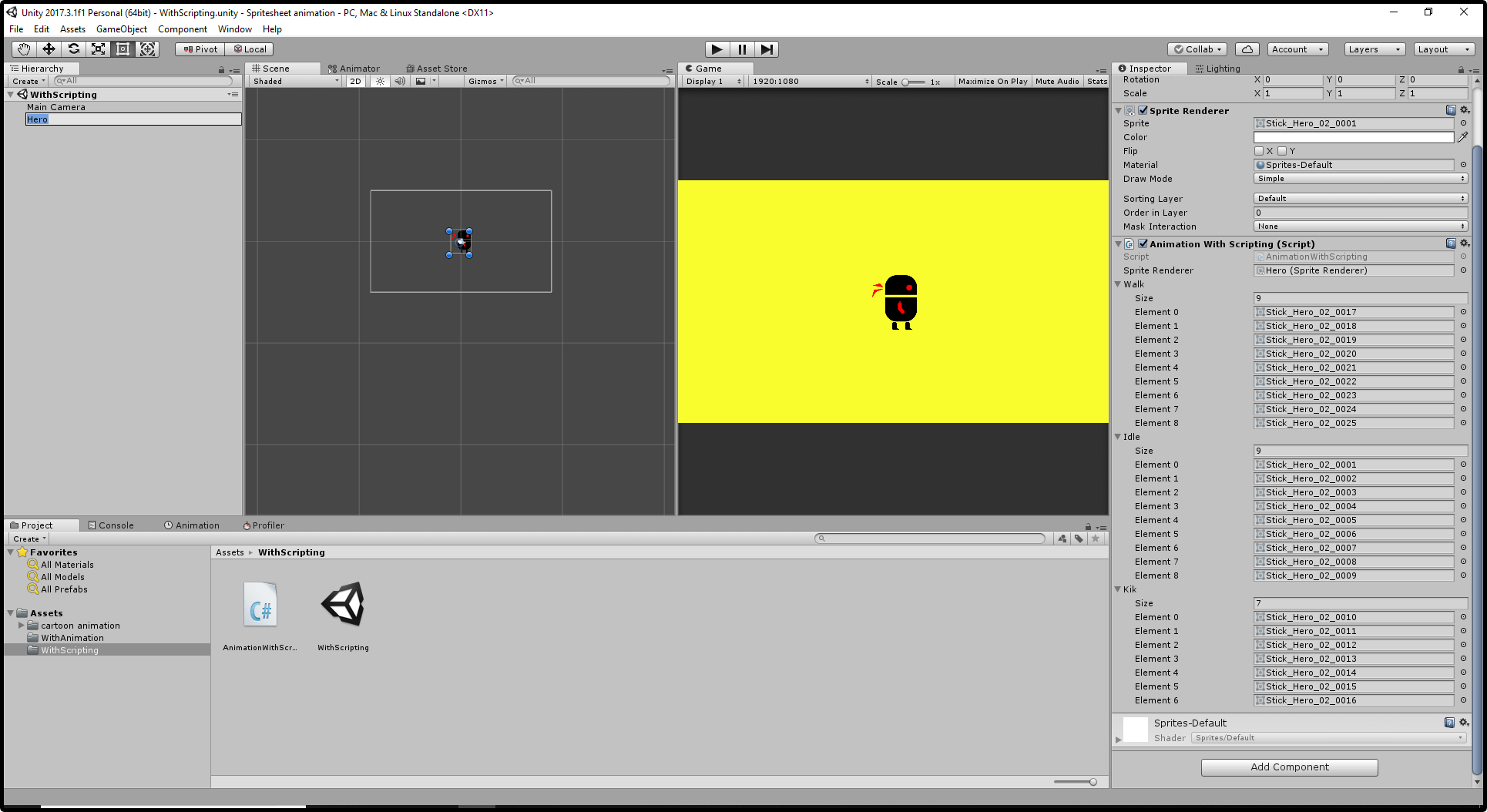By scripting scene setup in Sprite Sheet Animation