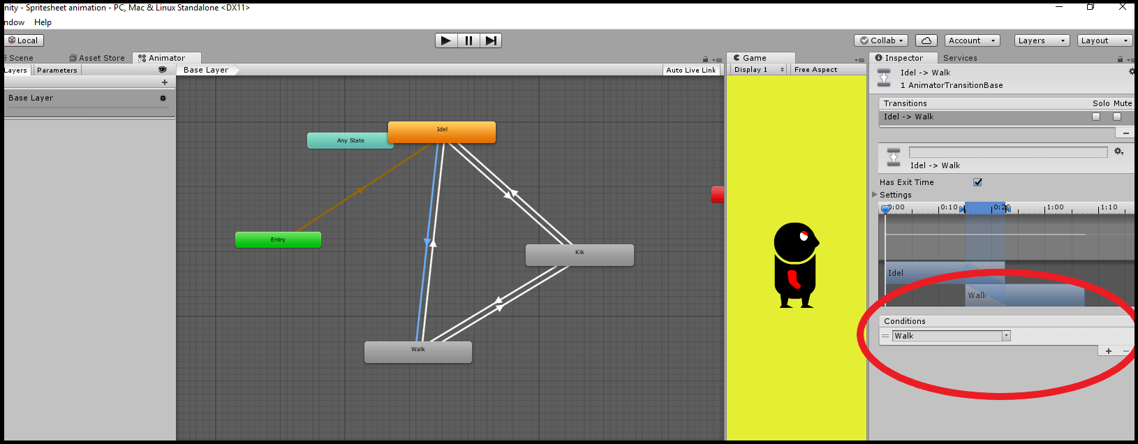 trigger setup in sprite sheet animation